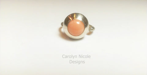 Sterling Silver Coral and Moissanite Ring by Carolyn Nicole Designs
