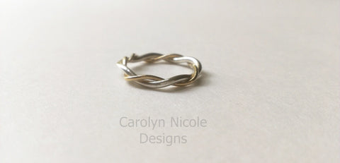 Twisted Gold and Silver Ring by Carolyn Nicole Designs