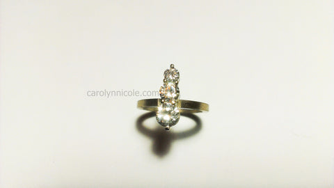 Moissanite 14k White Gold Three Stone Engagement Ring by Carolyn Nicole Designs