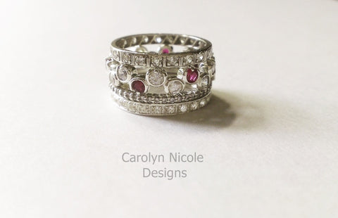 Sapphire and Ruby Bezel Prong Eternity Band by Carolyn Nicole Designs