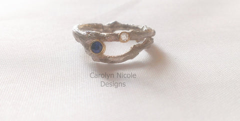 Sapphire and Diamond Branch Ring by Carolyn Nicole Designs