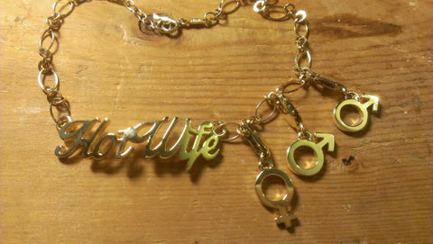HotWife Anklet with Three Gender Charms by Carolyn Nicole Designs