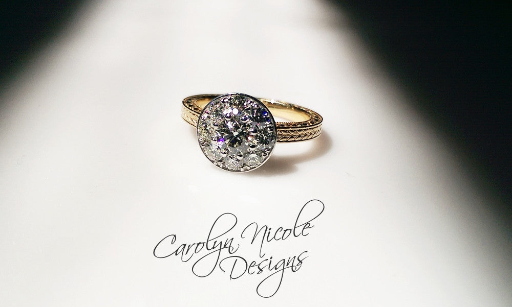 Cluster Bezel Engagement Ring by Carolyn Nicole Designs