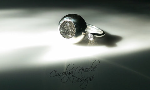 Two Stone Bezel Ring (Tourmalated Quartz and White Sapphire)