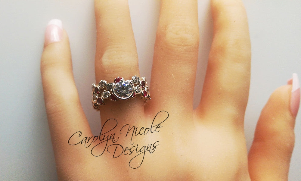 Sapphire Ruby Bezel Prong Ring by Carolyn Nicole Designs