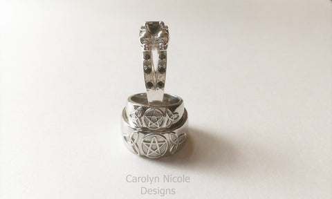 Black Diamond and White Gold Skull Engagement Ring by Carolyn Nicole Designs