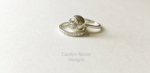 14k White Gold Bubble Bezel Ring by Carolyn Nicole Designs