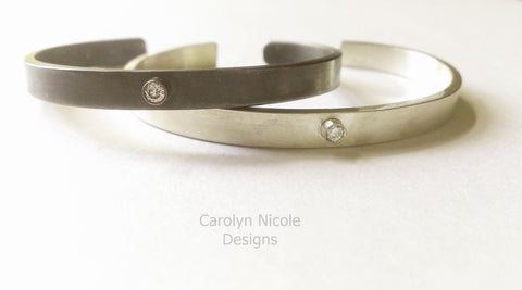 Diamond and Silver Cuff Bracelet by Carolyn Nicole Designs