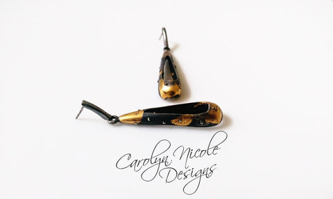 Black and Gold Dangle Earrings by Carolyn Nicole Designs