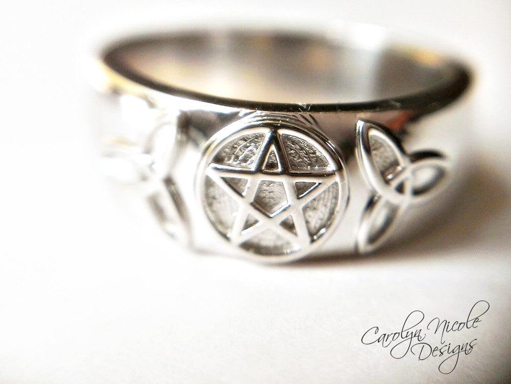 Pentagram Wedding Band Rings by Carolyn Nicole Designs
