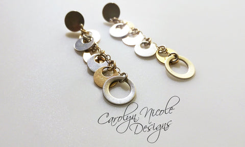 Silver and Gold Circle Earrings by Carolyn Nicole Designs