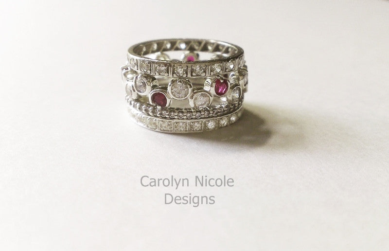Sapphire and Ruby Bezel and Eterinty Ring by Carolyn Nicole Designs